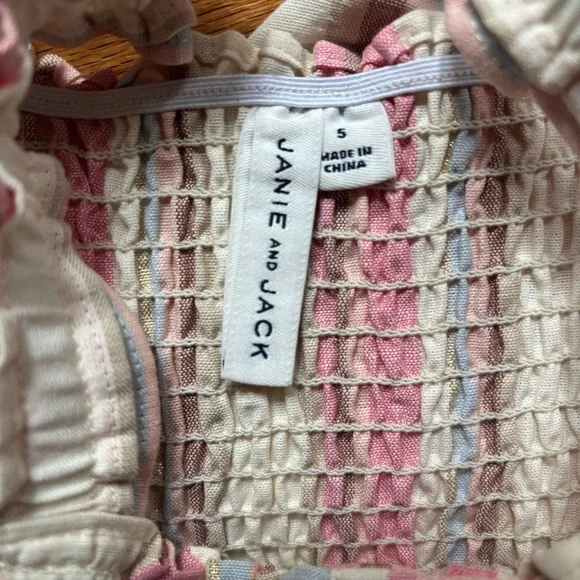 Janie and Jack Striped Linen Cotton Smocked Dress - Picture 5 of 5